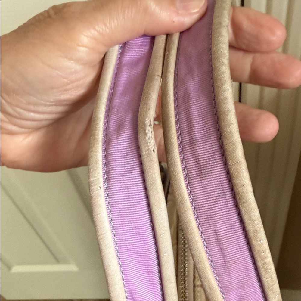Coach Beige Signature Canvas Shoulder Bag with Purple & Orange Floral Appliqués - Picture 9 of 16